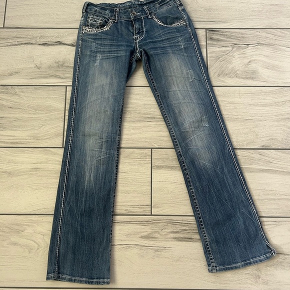 Cowgirl Tuff Blue Boot Cut Jeans Classic Style - Picture 1 of 4
